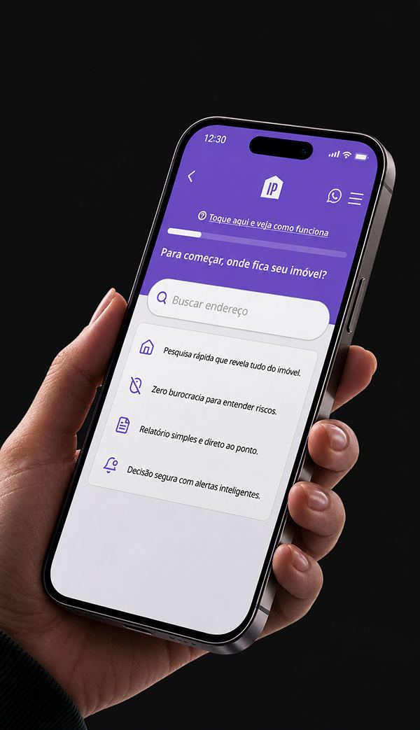 App IP de consulta de imóveis em smartphone