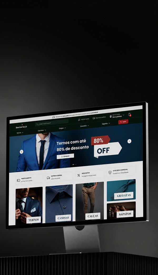 Loja online Smithfield de moda masculina em monitor